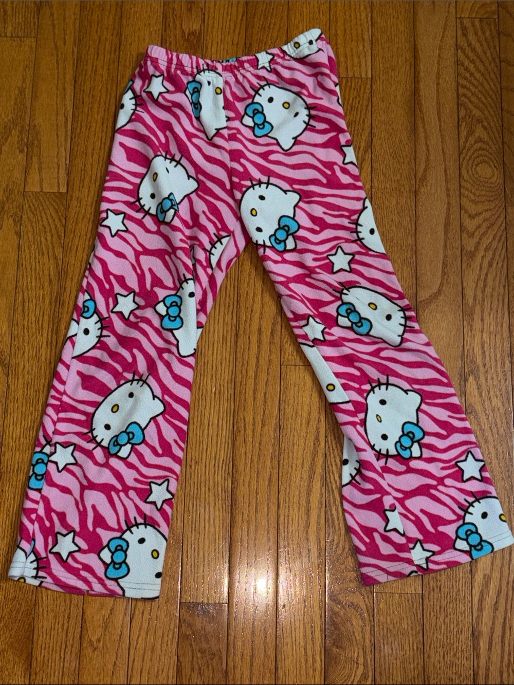 Hello Kitty Pink Zebra Fleece Lounge Pants with Blue Accents